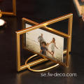 Geometrisk metallglas Foto Frame Folding Rotatable